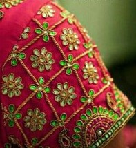 Aari embroidery on Sleeves in bridal blouses