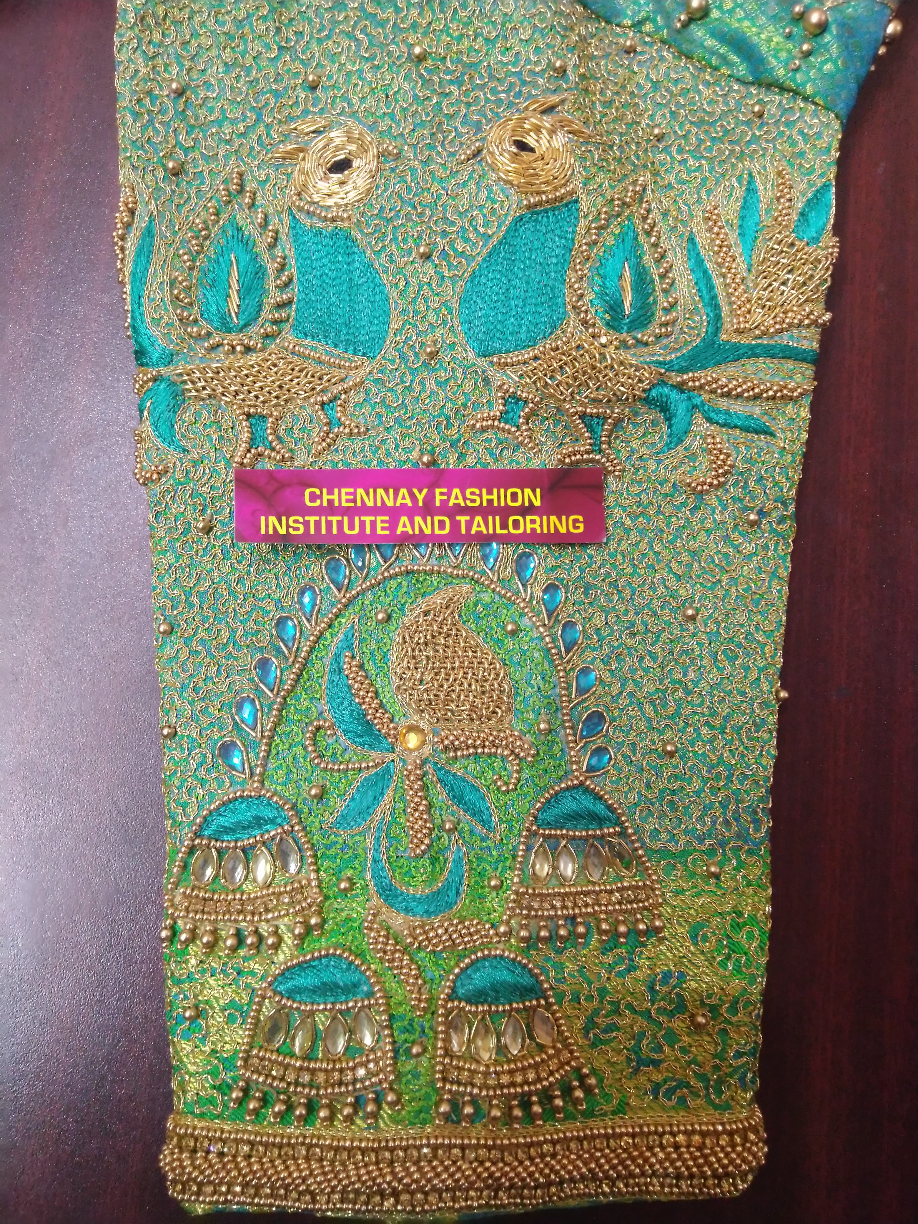 Embossed zardosi work on sleeves