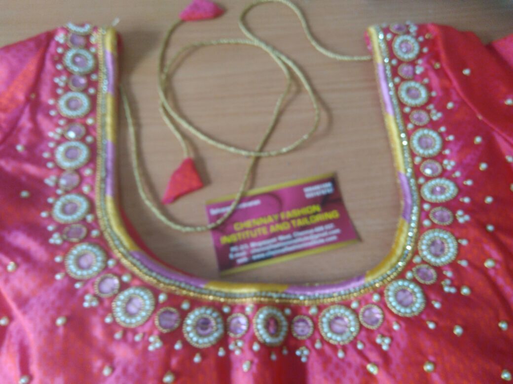 Mothi work on bridal blouse: Artistic Elegance at Expert Aari Embroidery Institute