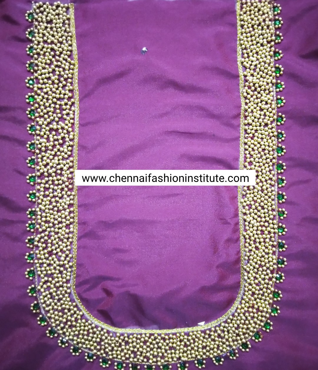 Simple beaded work on blouse 1